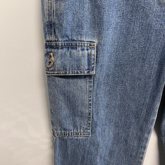 VTG Y2K 2004 Tommy Hilfiger Cargo Jeans Capris Grunge Skater Blue Size 4 Pockets - Picture 3 of 12
